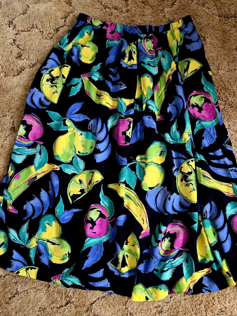 Vintage Ludi Fruit Print Viscose Skirt.